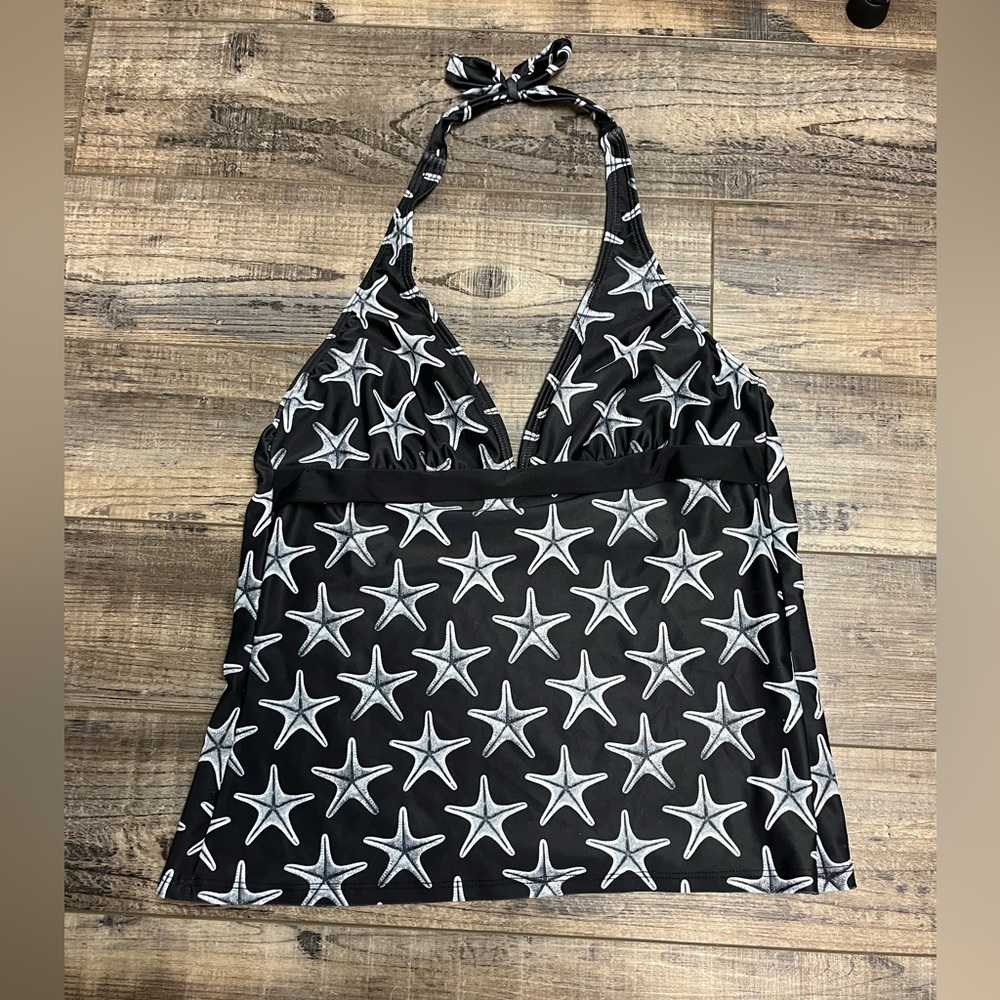 Dippin' Daisy's Black & White Starfish Halter Top Tankini Bikini